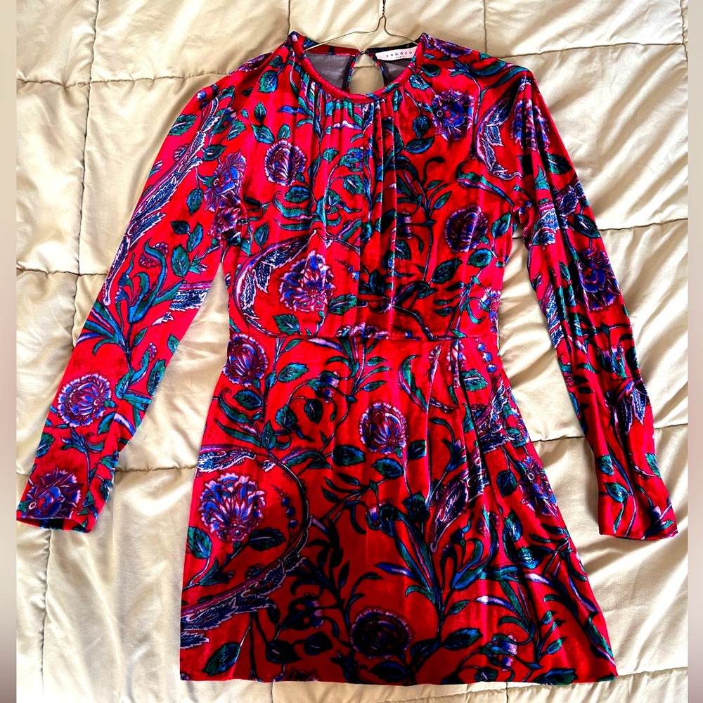 Sandro Velvet Fitted Party Dress - Size S
